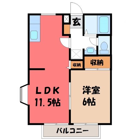 宝積寺駅 徒歩20分 1階の物件間取画像